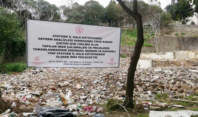 İzmir'de Atatürk İl Halk Kütüphanesi çürük diye yıkıldı
