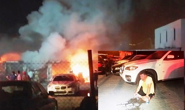 Gaziemir'de yangın çıktı, lüks araçları kurtarmak için seferber oldular